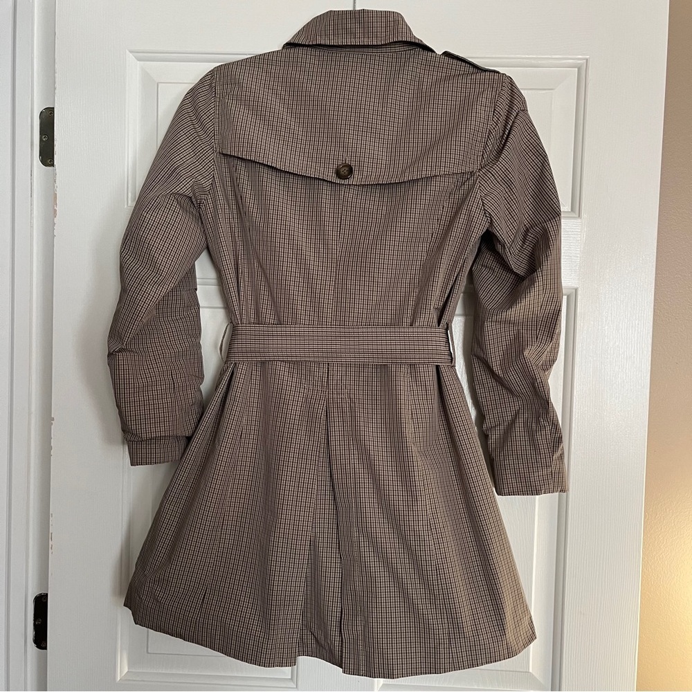 Banana Republic Checkered Neutral Plaid Tan Trench Coat - Picture 10 of 14